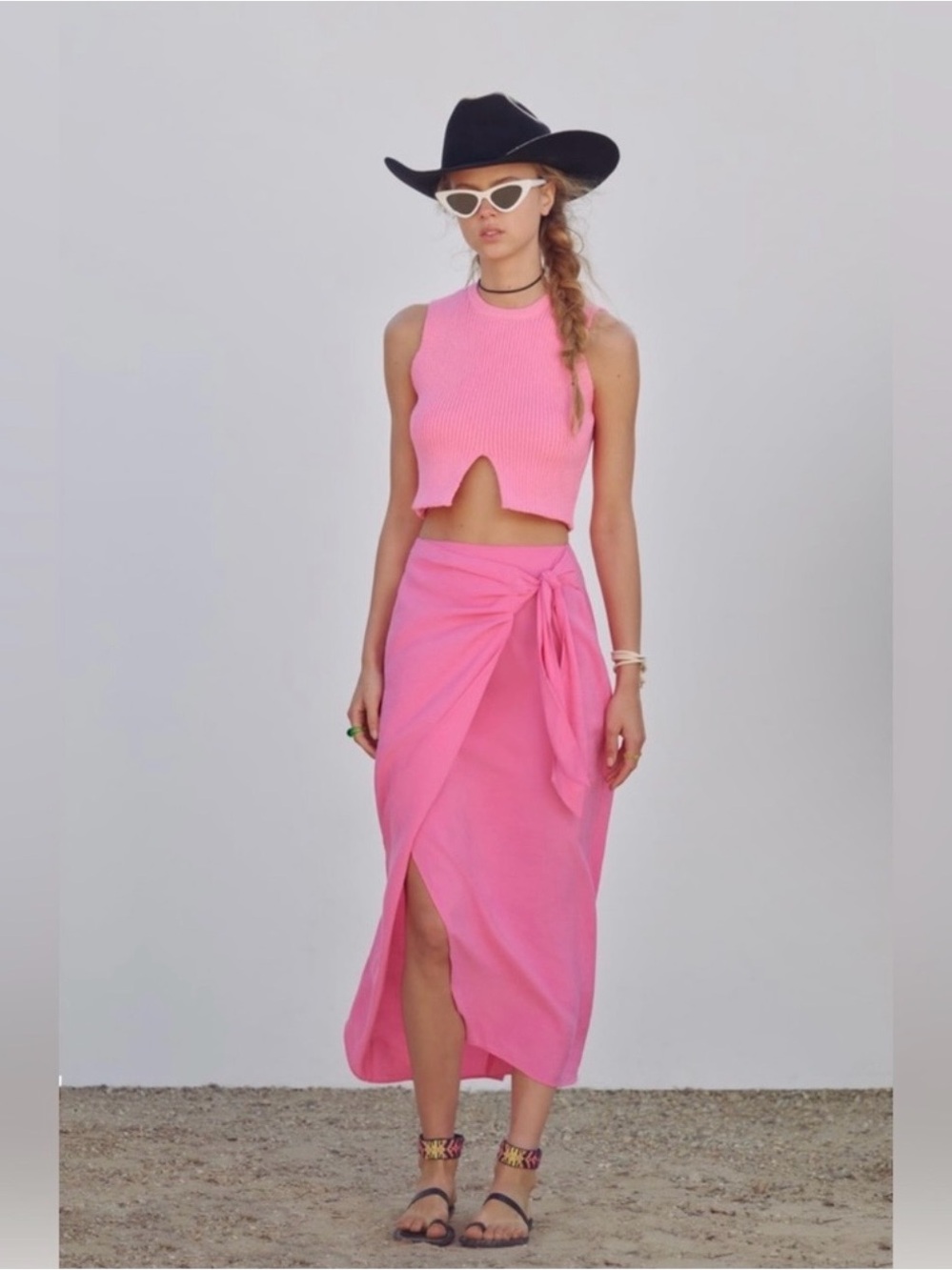 ZARA Wrap Pink Maxi Skirt Size, L